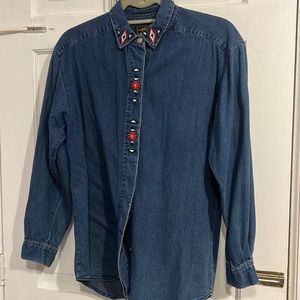 (408) VTG 1990s Embroidered Denim Blouse